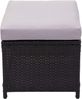 2er-Set Poly-Rattan Hocker HWC-G16, Gartenhocker Sitzhocker, Gastronomie ~ schwarz, Kissen hellgrau Bild 3