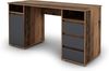 byLiving 'Lobo' Schreibtisch in Altholz-Look, mit 3 Schubladen, 1 Tür und 2 offene Fächer, Braun/Anthrazit, 138 x 75 x 55 cm Bild 5