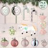 BRUBAKER Weihnachtsbaumkugel 24-tlg. Einhorn Christbaumschmuck - Süßes Weihnachtskugel Set (24 St), mit Süßigkeiten, Bonbons, Zuckerstangen und Bunte Pastellfarben Kugeln Bild 2
