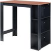 Bartisch Danderyd 120x60x106 cm mit 3 Ablagefächern Schwarz/Walnussoptik [en. casa] Bild 4