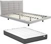 Vente-unique - NISATIO Bett Stoff Grau - B 218 cm x H 107 cm x L 166 cm Bild 1