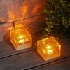 esotec LED Solarleuchte 2er Set Leuchtsteine 7x7x5cm 10mm-Glas 1800k bernstein-LEDs 103313, LED fest integriert Bild 2