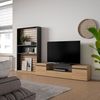 Skraut Home Wohnzimmermöbel für TV | Esstisch-Set | 210 x 186 x 35 cm | für Fernseher bis 80 Zoll | TV-Möbel | moderner Stil | Eiche und Schwarz Bild 2