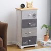 Rebecca Mobili Schubladenschrank 4 Schubladen, Hochkommode Vintage, für Schlafzimmer Badezimmer, Paulownienholz, Weiß Grau – Maße: 75 x 35 x 29 cm (HxLxB) - Art. RE4333 Bild 2
