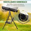 Outsunny Hollywoodschaukel mit Verstellbares Sonnendach, Rattan, 2-Sitzer, Relaxfunktionen, Schaukelbank, 1 tlg, Gartenschaukel, für Garten, Balkon, Schwarz Bild 3