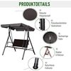Outsunny Hollywoodschaukel mit Verstellbares Sonnendach, Rattan, 2-Sitzer, Relaxfunktionen, Schaukelbank, 1 tlg, Gartenschaukel, für Garten, Balkon, Schwarz Bild 5