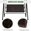 Outsunny Hollywoodschaukel mit Verstellbares Sonnendach, Rattan, 2-Sitzer, Relaxfunktionen, Schaukelbank, 1 tlg, Gartenschaukel, für Garten, Balkon, Schwarz Bild 4