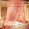 Kaiyei Moskitonetz Universal Himmelbett für Doppel, Einzel, Kinderbetten, Prinzessin Betthimmel Rund mit Klebehaken Schlafzimmer Schmetterling Dekoration Romantisch Palast Altrosa 150cm×200cm Bild 2