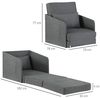 HOMCOM Sessel Einzelsofa Waschbarer Bezug 2 Seitentaschen Kissen (Schlafsofa, 1-St, Schlafcouch), Metall Grau 70 x 76 x 77 cm Bild 3