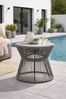 DEGAMO Gartentisch ANCONA, Beistelltisch 56cm rund, 48cm hoch, Rope grau + Glas Bild 2