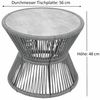 DEGAMO Gartentisch ANCONA, Beistelltisch 56cm rund, 48cm hoch, Rope grau + Glas Bild 3