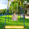KIDIZ® Babyschaukel Kinderschaukel Schaukelsitz mit Polsterung | Holz-Schaukel mit Anti-Kipp bis 60KG | Höhenverstellbar Indoor & Outdoor | 0,5 - 3 Jahre | Montagezubehör & Sicherheitsgurt Hellgrau Bild 4