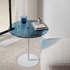 Hanah Home Stylish Side Table, 50 x 50 x 50 cm | 100% Tempered Glass & Metal Frame | Elegant White & Blue Design for Modern Living Spaces Bild 4