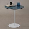 Hanah Home Stylish Side Table, 50 x 50 x 50 cm | 100% Tempered Glass & Metal Frame | Elegant White & Blue Design for Modern Living Spaces Bild 5