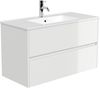 Badmöbel Taifun & Waschtisch 100 cm 2 Greif SoftClose Auszüge weiß Hgl : Weiss hochglanz Bild 5