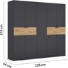 rauch Kleiderschrank, Drehtürenschrank TICAO, 9-türig, 2 Schubkästen, inkl. Türdämpferset, Grau metallic, 226 x 210 x 54 cm Bild 3