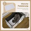 PawHut Tierbett Katzenhütte mit Doppeltüren, Kuschelhöhle mit Kissen, Spielball, MDF, Leinenimitat(100% Polyester), Plüsch, Sisal, 65L x 41B x 45.5H cm Bild 4
