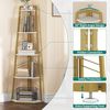 YITAHOME Eckregal, 5-stöckiges Leiterregal, Industrielles Bücherregal, Bodenstehendes Regal, Offenes Standregal aus Holz, für Wohnzimmer, Flur, Schlafzimmer, Home-Office, Gold Lagerregal Bild 3