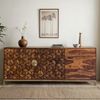 Sideboard Sheesham Massivholz 180cm 2 Türen 3 Schubladen Gold Metallgestell Modern Bild 2