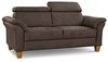 Cavadore 3-Sitzer-Sofa Ammerland / 3er-Couch im Landhausstil mit Federkern + verstellbaren Kopfstützen / 186 x 84 x 93 / Wildlederoptik, Braun Bild 4