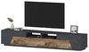 Dmora - TV-Schrank Gregorio, niedriges Wohnzimmer-Sideboard mit 4 Türen, Fernsehständer-Basis, 100 % Made in Italy, 260 x 43 x 46 cm, Schiefer und Ahorn, Bild 2