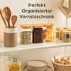 Praknu Vorratsglas Vorratsdosen mit Deckel luftdicht Glas - 3er Set Vorratsgläser eckig, Borosilikatglas, (Set, 3-tlg), Aufbewahrung Küche Lebensmittel aus Glas rechteckig mit Bambusdeckel Bild 4