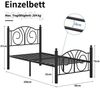 VECELO Bettrahmen 90x200 cm, Vintage Metallbett mit Hohem Kopfteil & Petalummuster und Lattenrost für Schlafzimmer Gästezimmer 32cm Höhe unter dem Bett Schwarz Bild 2