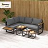 Outsunny Sitzgruppe 5tlg. Gartenmöbel-Set Gartengarnitur mit Ecksofa Doppelsofa Couchtisch, (Gartenlounge-Set, 5-tlg, Balkonmöbel-Set), für Terrasse, Balkon, Grau Bild 2