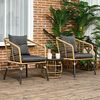 Outsunny Sitzgruppe Bistro-Set, wetterbeständig, (Gartengruppe, 3-tlg, Gartenmöbel-Set), Stahl, Sand+Dunkelgrau Bild 2