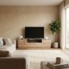 Vente-unique - TV-Möbel mit 2 Türen, 1 Schublade & 1 Ablagefach - Holzfarben & Schwarz - CEMILINA Bild 3