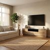 Vente-unique - TV-Möbel mit 2 Türen, 1 Schublade & 1 Ablagefach - Holzfarben & Schwarz - CEMILINA Bild 4
