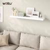 WOLTU Wandboard Wandregal CD DVD Regal Bücherregal Schweberegal Holz Board 110x22. 9x3. 8cm Weiß für Büro, Wohnzimmer, Schlafzimmer, Küche RG9316ws Bild 2