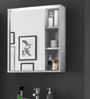 GREECE Spiegelschrank Bad mit LED-Beleuchtung in Weiß - Badezimmerspiegel Schrank mit viel Stauraum - 60 x 70 x 20 cm (B/H/T) Bild 2
