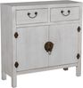 Asiatischer Eingangstisch mit 2 Schubladen und 2 Türen aus MDF-Holz in weiß gebeizt, 80 x 30 x 81 cm Bild 2