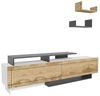 Hanah Home Stylish TV Stand, 180 cm, White & Oak with Anthracite Accents | 100% Melamine Coated Particle Board, 18 mm Thick | Modern Design for Living Room Bild 4