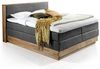 Möbel-Eins MENOTA Boxspringbett mit Bettkasten, massivem Holzrahmen und Bezug im Vintage Look grau 180x200 cm Härtegrad 4 Bild 1