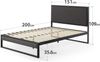 Zinus Christina 36 cm Bettgestell mit Plattform und gepolstertem Kopfteil, Holzlattenrost, Einfache Montage (150x200 cm, Grau) Bild 2