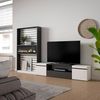 Skraut Home TV-Möbel | Esstisch-Set | 210 x 186 x 35 cm | für Fernseher bis 80 Zoll | elektrischer Kamin | moderner Stil | Schwarz und Weiß Bild 2