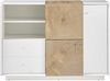 Robas Lund Wohnzimmerschrank Kommode weiß matt, Wohnzimmerschrank mit Absetzung Eiche Hirnholzoptik, BxHxT 116 x 83 x 40 cm Bild 1