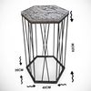 Hanah Home Industrial Side Table with Metal Legs, Marble & Black Finish, 40 x 62 x 35 cm | 100% Melamine Coated Particle Board, 18 mm Thick | Perfect for Hotel & Modern Spaces Bild 2
