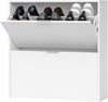 Dmora - Schuhschrank Louisville, Schuhschrank mit 2 Klapptüren, Schuhregal mit niedrigem Einstieg, Ein niedriges Möbelstück, 75x22h76 cm, Weiß Bild 5