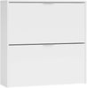 Dmora - Schuhschrank Louisville, Schuhschrank mit 2 Klapptüren, Schuhregal mit niedrigem Einstieg, Ein niedriges Möbelstück, 75x22h76 cm, Weiß Bild 3