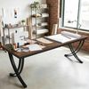 LITTLE TREE Computertisch für 2 Personen, extra lang, Chefschreibtisch, großer Bürotisch für Zwei Personen, Doppel-Schreibtisch aus Holz, Arbeitszimmer für Zuhause, Schwarz und rustikales Braun Bild 2