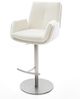 Barstuhl Clea-Flex Bouclé Soft Beige Drehfuß höhenverstellbar Edelstahl Silberfarben Bild 2
