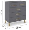 rauch Aditio Box, Kommode, 5 Schubladen, Massivholz-Fuß, mit Softclose-Funktion, Farbe Grau metallic, BxHxT 80x92x44cm Bild 3