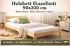 Holzbett Einzelbett 90x200 Bett Natur Massive Füße Einzelbett Bettgestell mit Lattenrost/Rollrost Bild 5