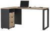 Dmora - Schreibtisch Noemie, Mehrzweckschreibtisch, Bürotisch für PC, Eckschreibtisch, 150x100 h76 cm, Eiche und Grau Bild 3