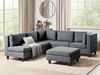 Beliani 'Unstad' Sofa, Dunkelgrau, Stoff, 72 x 228 x 228 cm, mit Ottomane, Links Bild 2