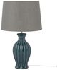 'Samina' Tischlampe Grün Keramik 59 cm Stoffschirm Graubeige Vasenform Kabel mit Schalter Retro-Stil Bild 4