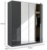 Kleiderschrank Drehtürenschrank Modern | 4-türig | mit Spiegeltüren | grau metallic / Glas basalt | 181x210 Bild 3